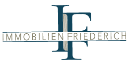 Immobilien Friederich Logo Blau weiß
